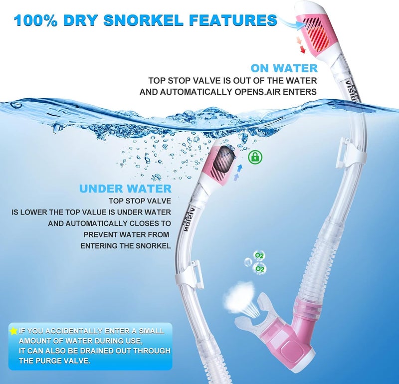 EXP VISION Snorkel Set Pano 4 Adult Snorkeling Gear, Professional Anti-Fog Snorkel Mask Dry Top Snorkel, Tempered Glass Scuba Diving Mask for Freediving, Snorkeling and Swimming - Image 3
